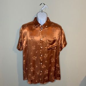 ASOS Orange Floral Casual Button Down Shirt